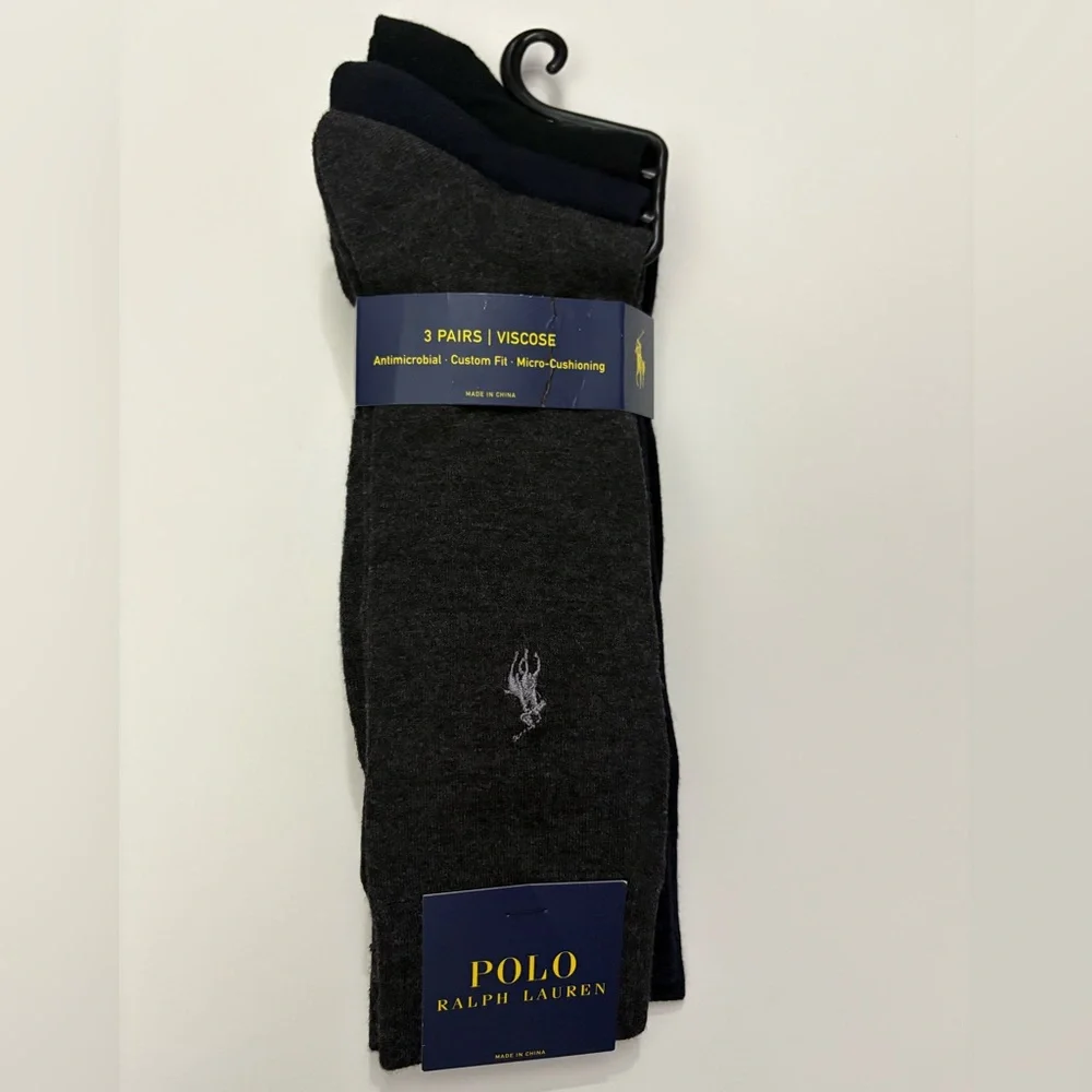 Polo Ralph Lauren Viscose Cushioned Crew Socks 3 pack